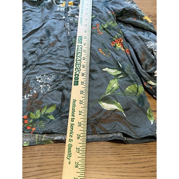 Allison Joy Top Blouse Women Small Floral Print 3/4 Sleeve Green Lightweight - Picture 4 of 12